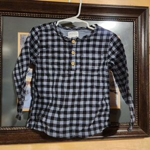 Carter's Organic Black and Gray Checkered Button Down Shirt